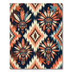 Tribal Mask Feather Boho Geometric Area Rug