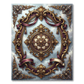 Ornate Burgundy Gold Baroque Medallion Rug