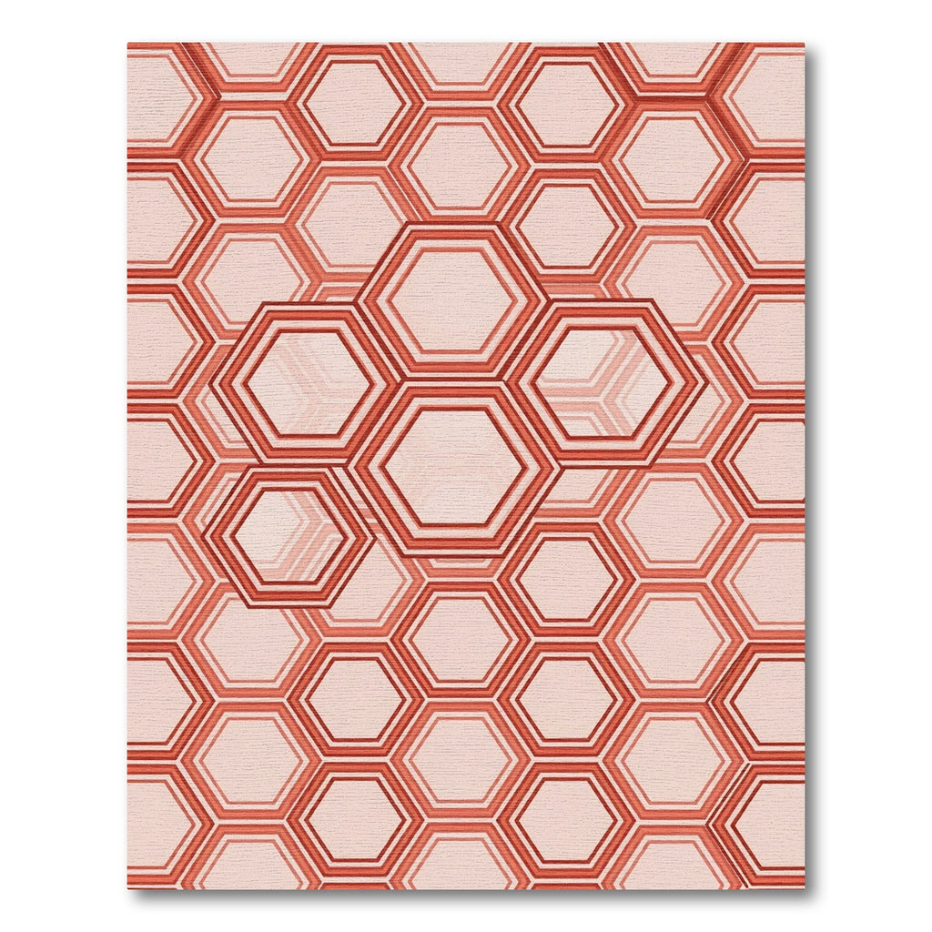 Terracotta Geometric Hexagon Abstract Art Rug
