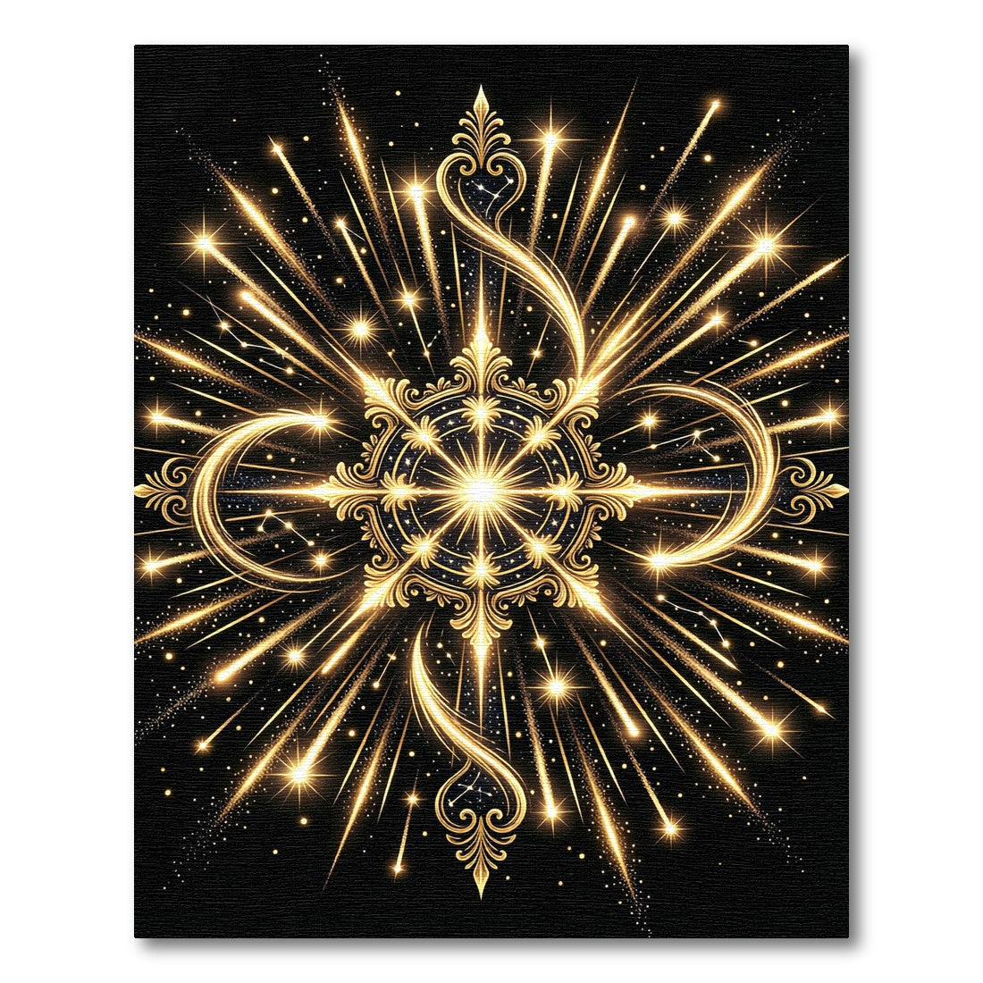 Golden Celestial Starburst Infinity Radiance Rug