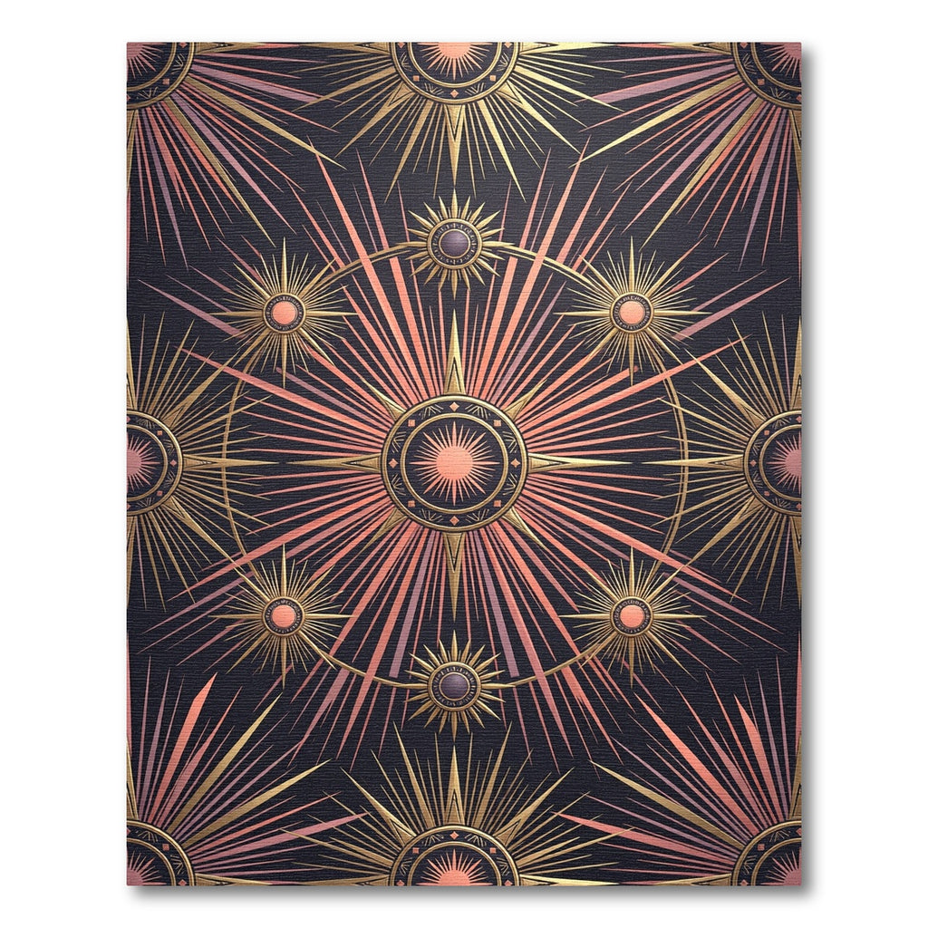 Celestial Gold Radiant Sunburst Rosette Rug