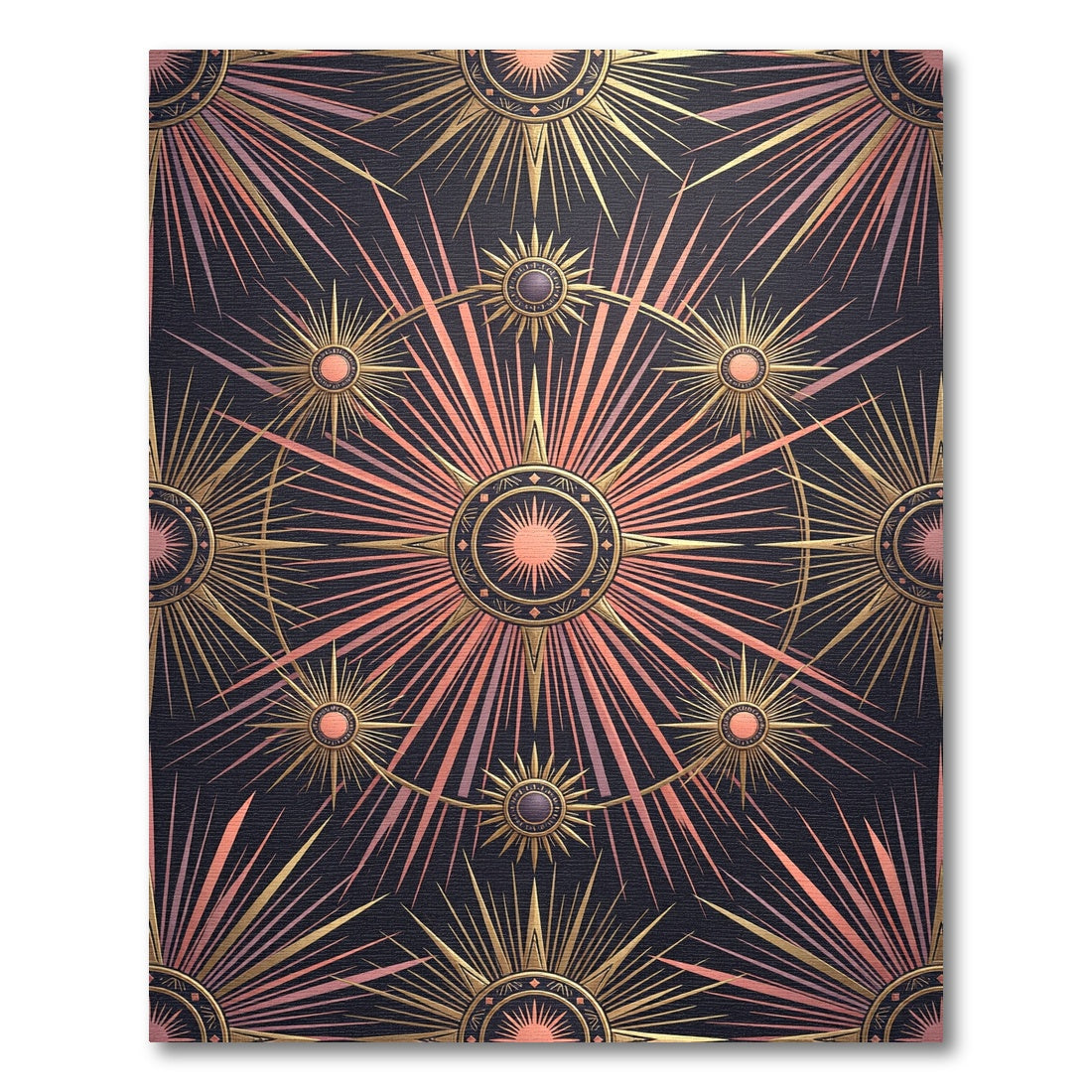Celestial Gold Radiant Sunburst Rosette Rug