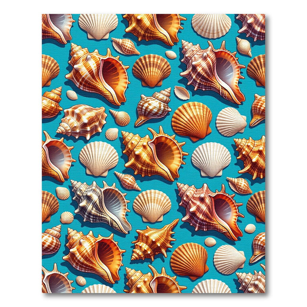 Vibrant Tropical Seashell Aquatic Blue Rug