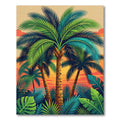 Vibrant Tropical Palm Sunset Landscape Rug