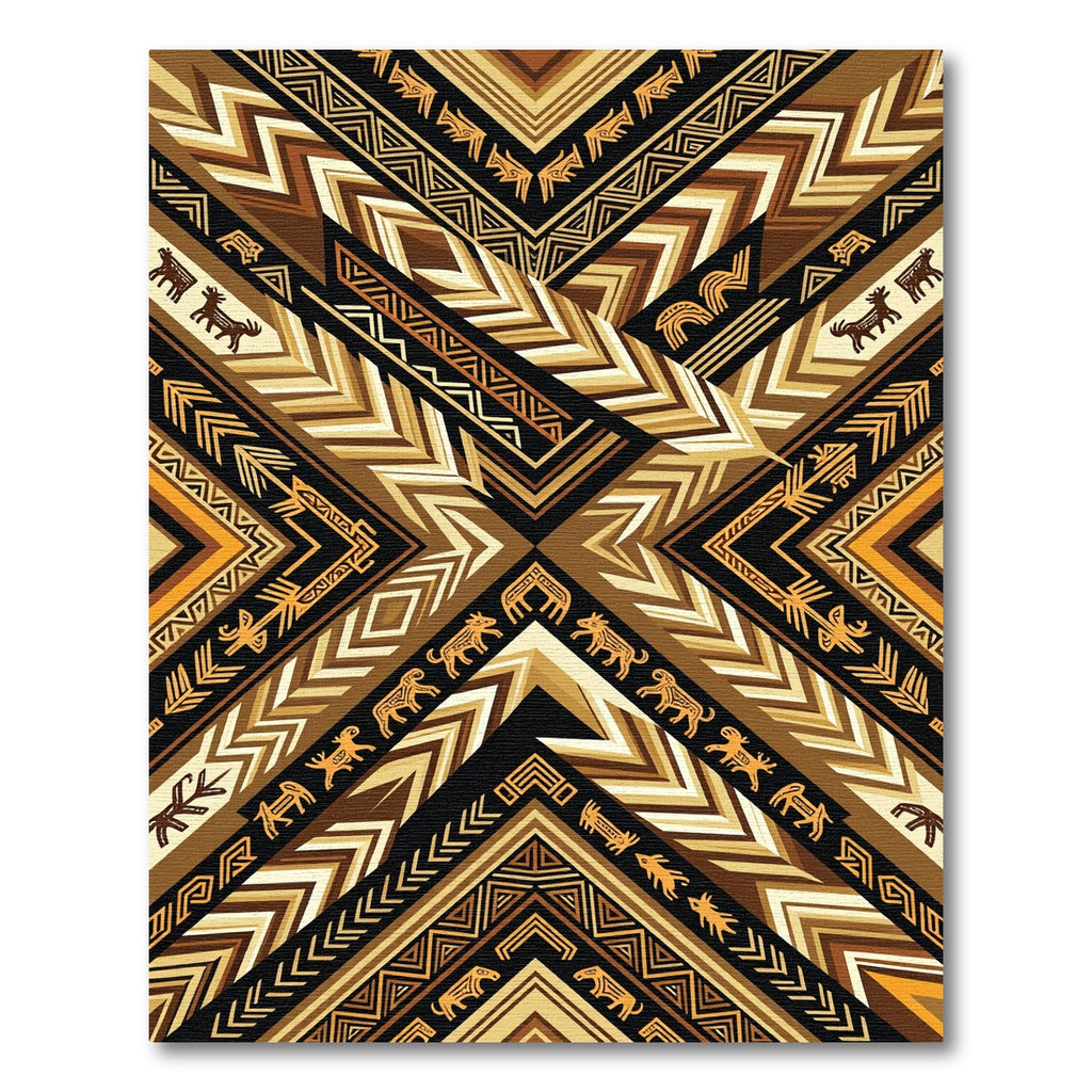 Earthy Tribal Animals Geometric Chevron Rug