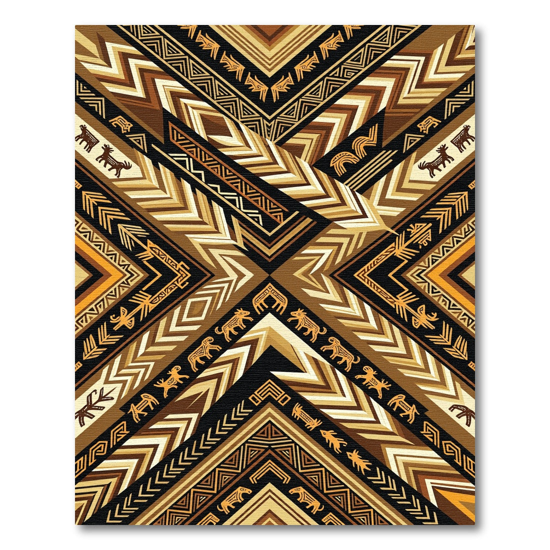 Earthy Tribal Animals Geometric Chevron Rug