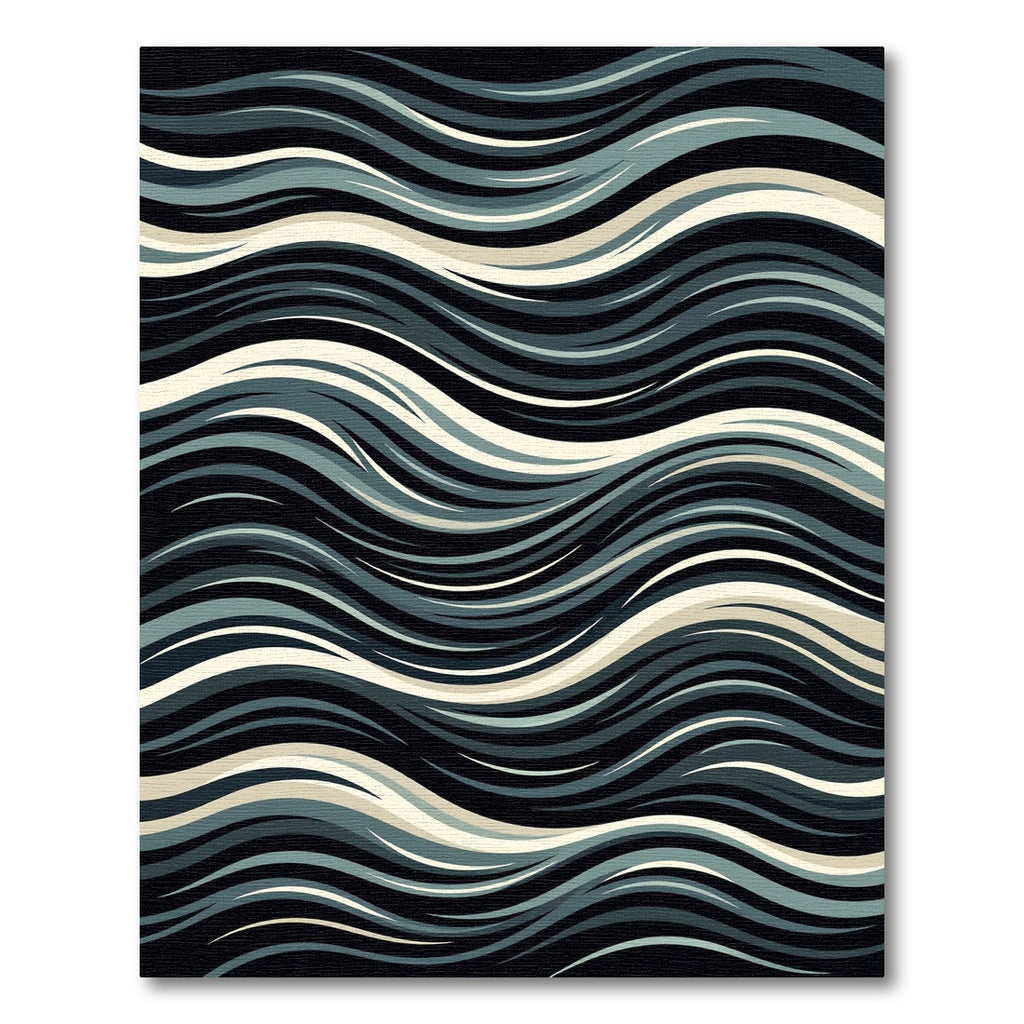 Dark Slate Blue Abstract Wavy Lines Rug