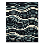 Dark Slate Blue Abstract Wavy Lines Rug