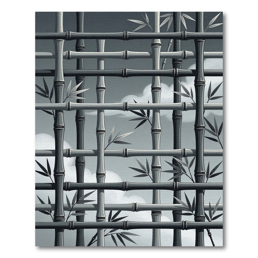 Monochromatic Bamboo Lattice Foliage Rug