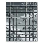 Monochromatic Bamboo Lattice Foliage Rug