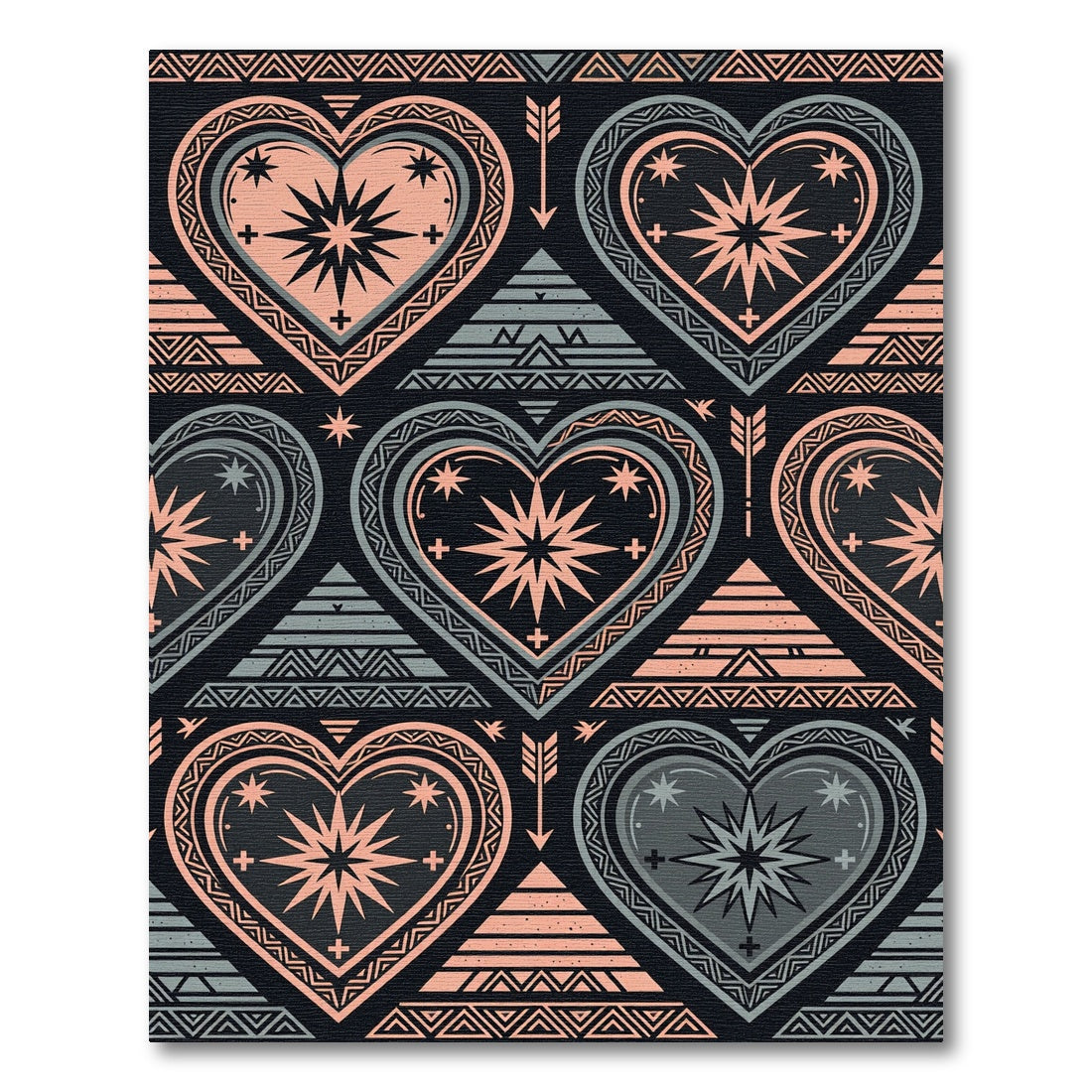 Celestial Geometric Heart Arrow Tapestry Rug