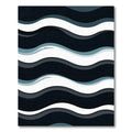 Dark Blue White Layered Wave Rug