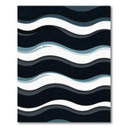 Dark Blue White Layered Wave Rug