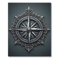 Ornate Silver Compass Rose Medallion Rug
