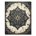 Earthy Vintage Cream Navy Floral Medallion Rug