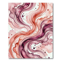 Swirling Burgundy and Coral Abstract Wave Rug