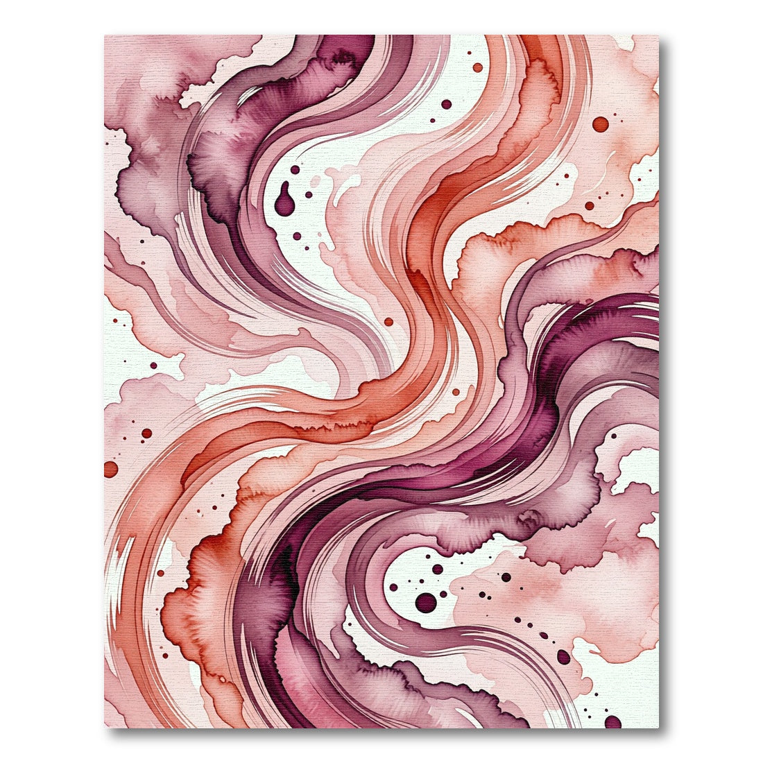Swirling Burgundy and Coral Abstract Wave Rug