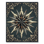 Vintage Distressed Compass Star Filigree Rug
