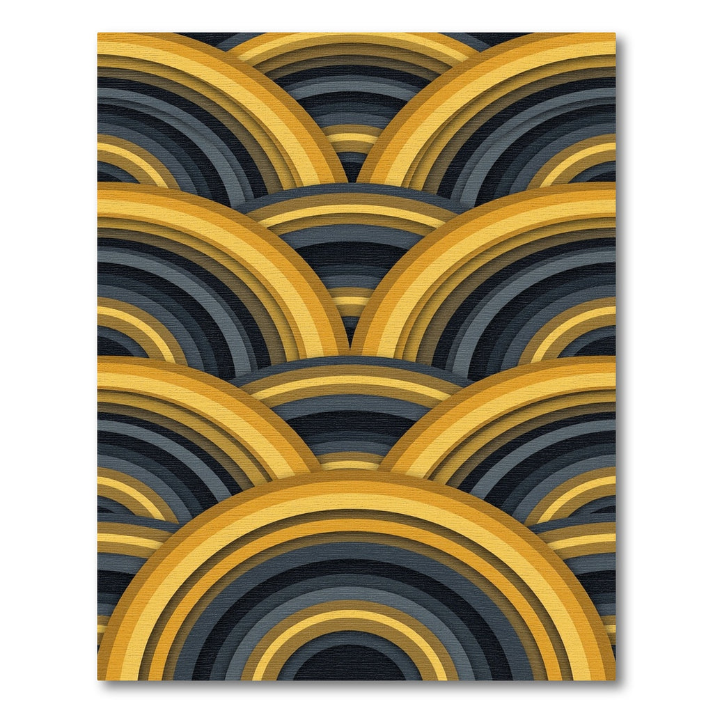 Layered Golden Arc Abstract Rug