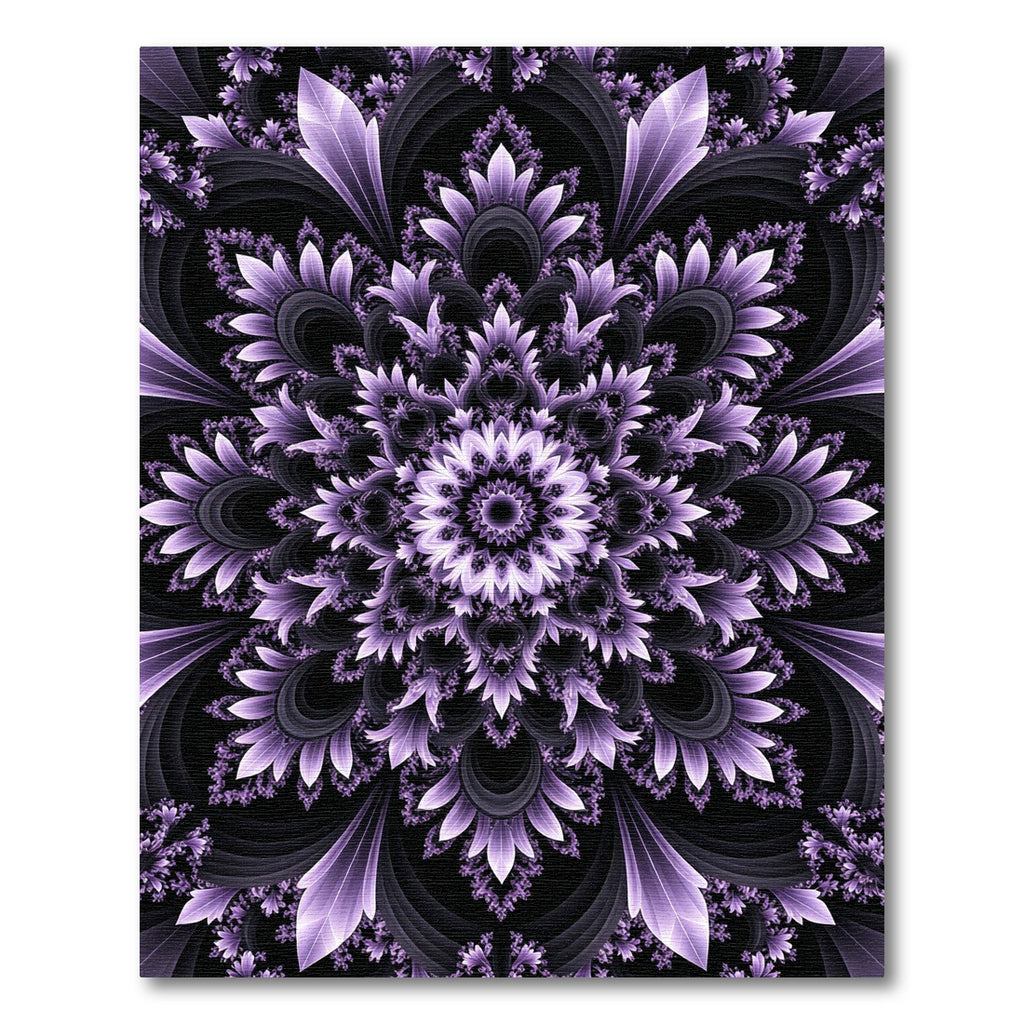 Elegant Lavender Royal Fractal Mandala Rug