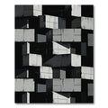 Monochrome Concrete Geometric Block Grid Rug