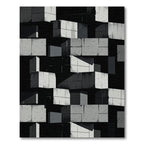 Monochrome Concrete Geometric Block Grid Rug