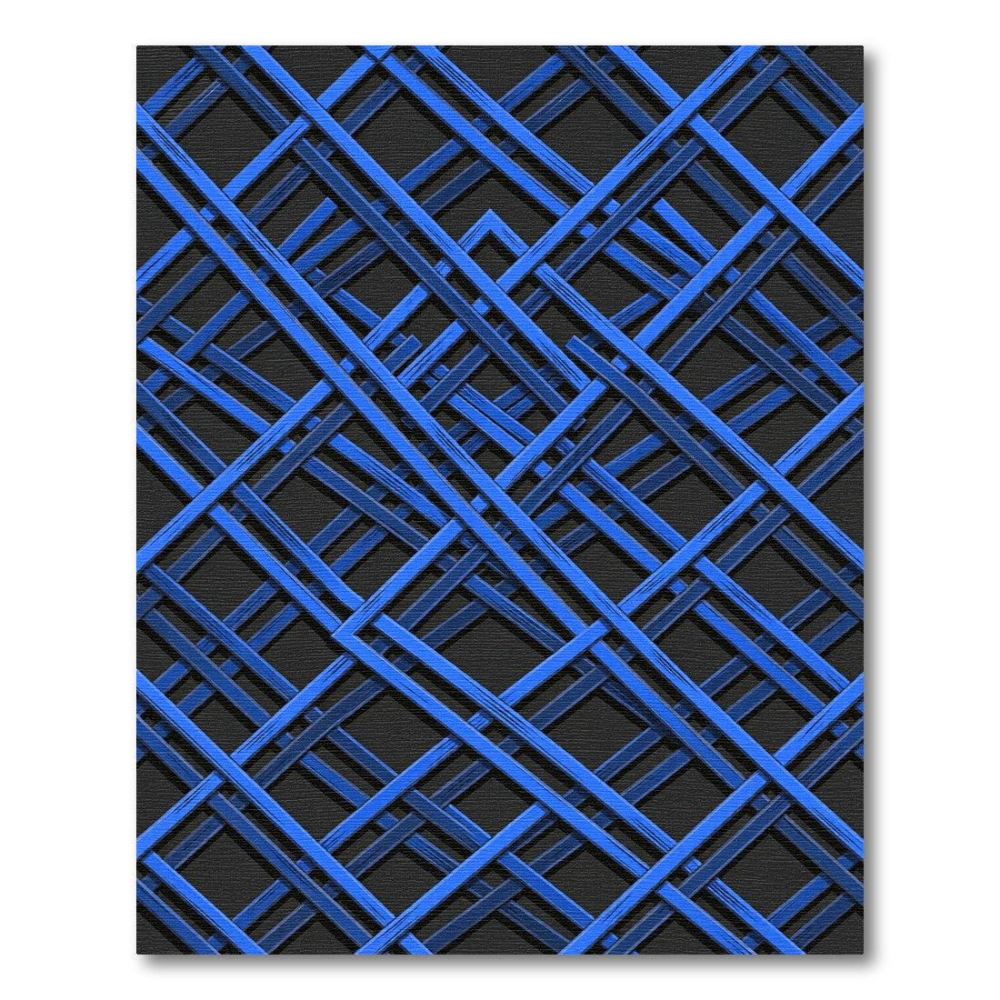 Vibrant Blue Interwoven Geometric Grid Rug