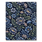 Midnight Blue Botanical Floral Vine Rug