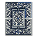 Classic Navy Blue Flourish Scroll Tile Rug