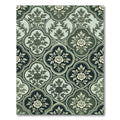 Vintage Green Floral Quatrefoil Rug