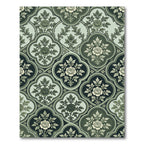 Vintage Green Floral Quatrefoil Rug
