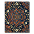 Deep Blue Orange Floral Mandala Rug