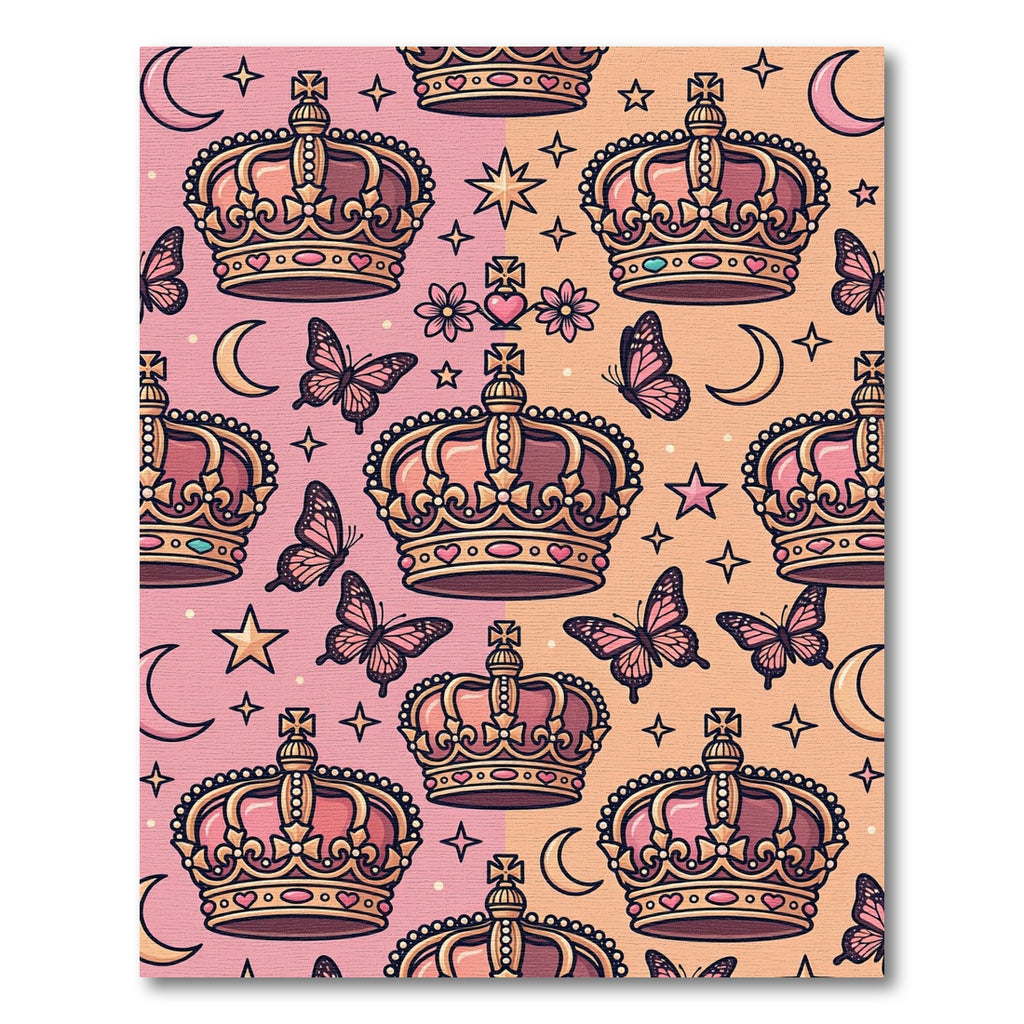 Pink Peach Crown Butterfly Celestial Rug