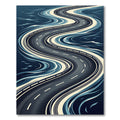 Abstract Navy Winding Road Curves Rug