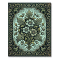Ornate Sage Floral Damask Medallion Rug
