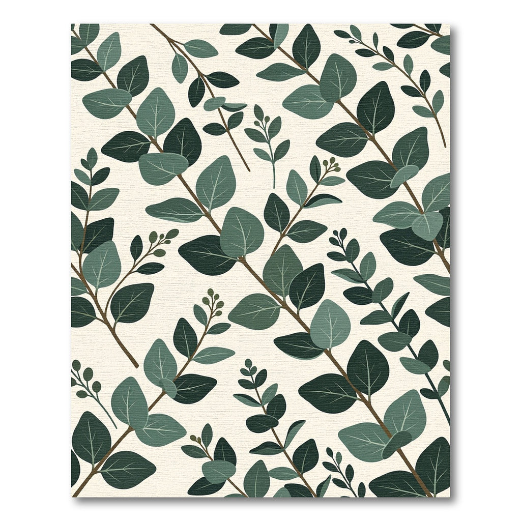Botanical Eucalyptus Branches Sage Leaf Rug