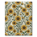 Radiant Yellow Sunflower Botanical Illustration Rug