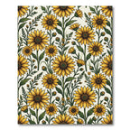 Radiant Yellow Sunflower Botanical Illustration Rug