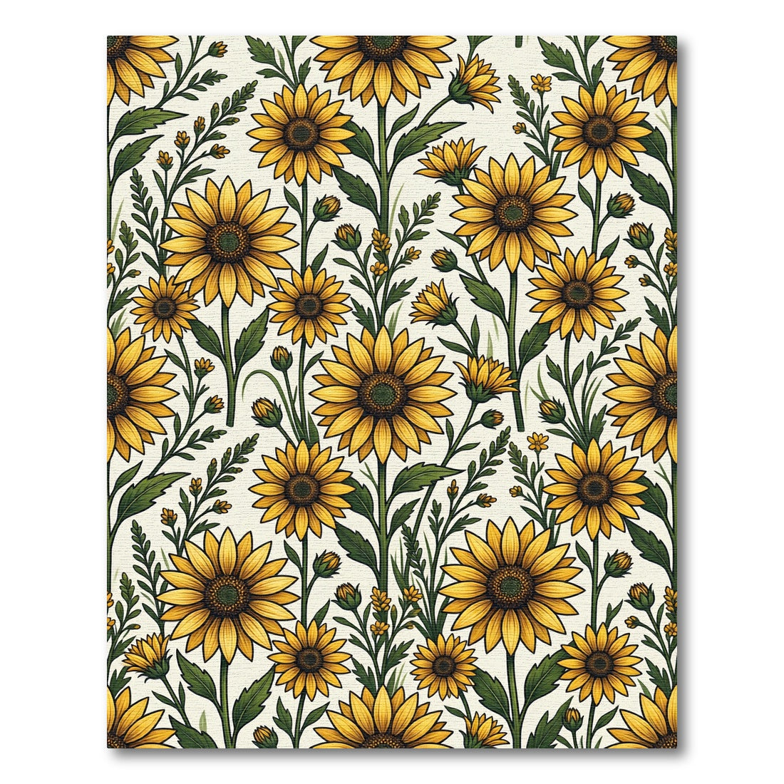 Radiant Yellow Sunflower Botanical Illustration Rug