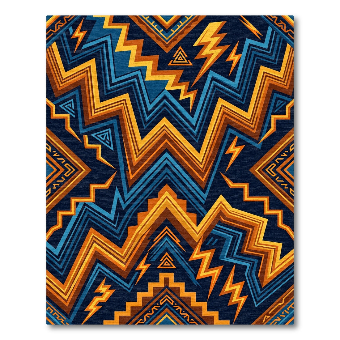 Electric Sun Blue Geometric Tribal Rug