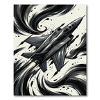 Dark Jet Fighter Swirl Motion Rug