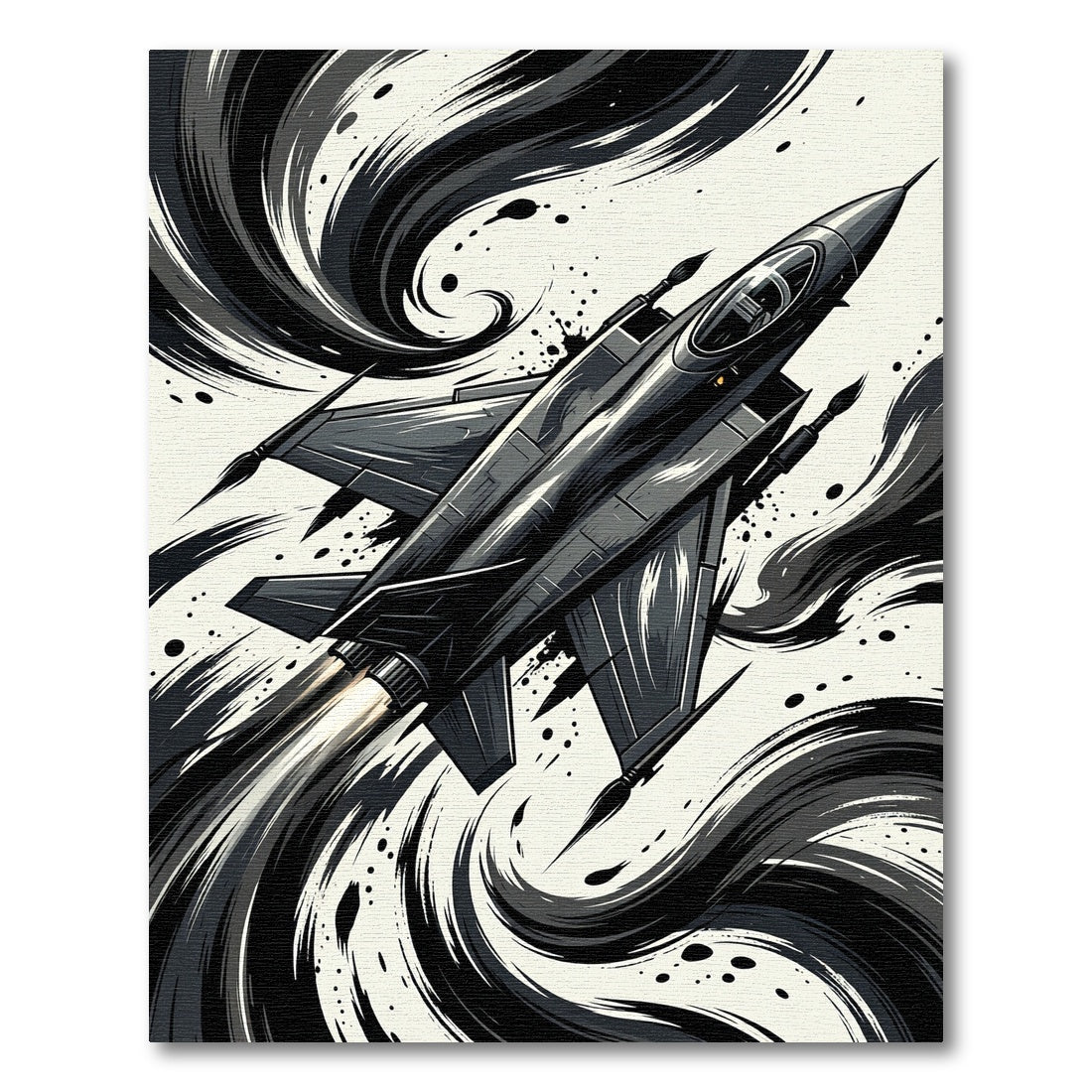 Dark Jet Fighter Swirl Motion Rug