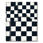 Distressed Black White Checkered Board Rug