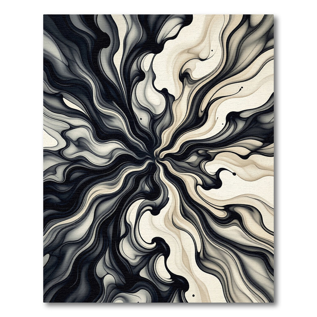 Monochrome Swirling Liquid Abstract Wave Rug