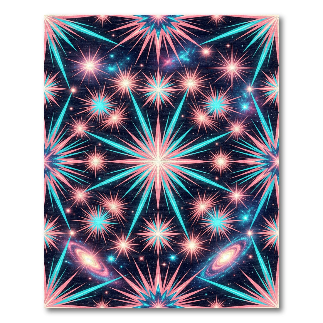 Cosmic Neon Starburst Geometric Galaxy Rug