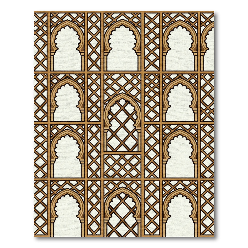 Ornate Arched Lattice Geometric Square Rug