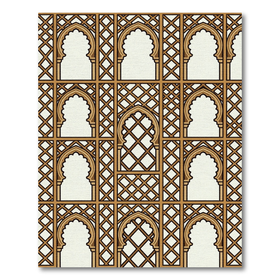 Ornate Arched Lattice Geometric Square Rug