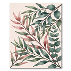 Earthy Watercolor Eucalyptus Botanical Foliage Rug