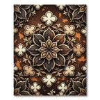 Earthy Brown Floral Medallion Relief Rug
