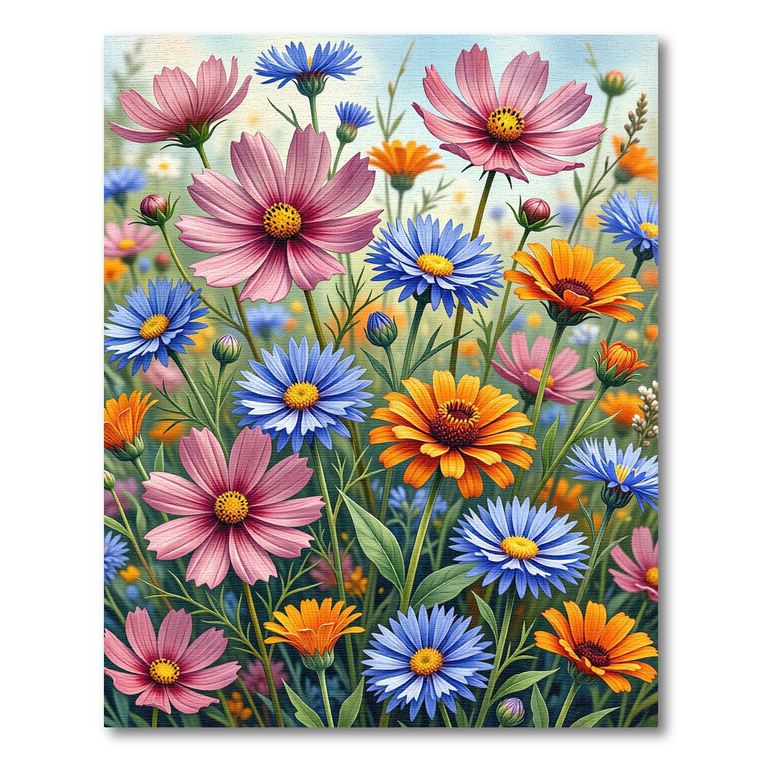 Vibrant Wildflower Meadow Botanical Garden Rug